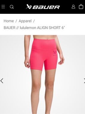 Lululemon x Bauer Collab High Waist Align Shorts Pink 🩷 5” women’s size 4 EUC!